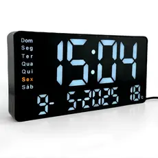 Relógio Digital LED De Parede E Mesa Calendário Alarme Data Temperatura