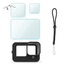 Película Protetora + Capa Silicone Para Gopro Hero 9 10 11 12 13 Black