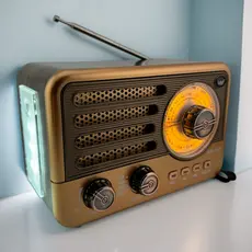 Rádio Retrô Bluetooth AM/FM/SW Recarregável Portátil Com Cartão TF E Com Lanterna