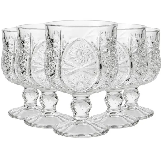 Jogo 6 Taças Vidro 330ml Copo Moderno Classico Luxo Transparente Diamante Lapidado