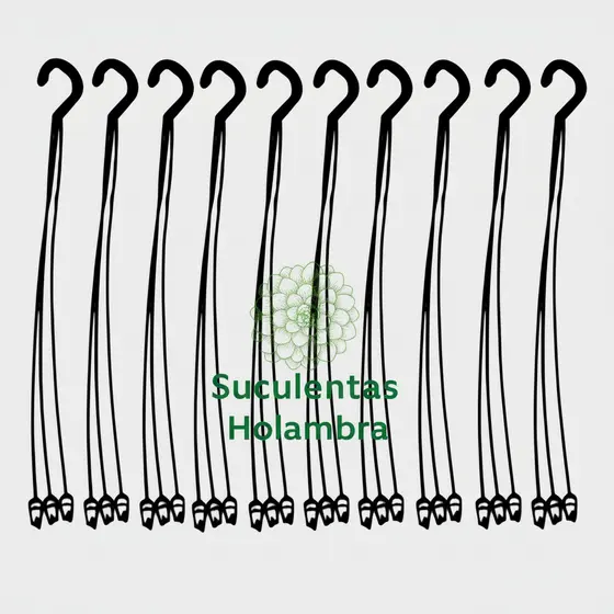 Kit 10 Hastes Alça 43 cm Cor Preta Pendurador de Plantas e Vasos
