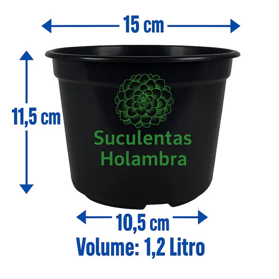 Kit 50 Vasos Pote 15 - REFORÇADO Cor Preta Para Rosa Mudas Plantas