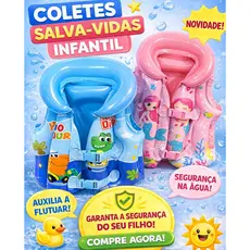 Colete De Natação Infantil Boia Salva Vidas Inflável Ideal Praia e Piscina Trava de Segurança Resistente