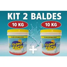 Kit com 2 Baldes de Cloro Fácil Granulado 3 Em 1 Balde 10kg Piscinas Ultraclor (20kg Total)