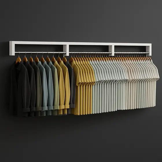 Kit de até 3 Cabideiro de Parede Closet Arara de Roupas Quarto MDF Branco 60 CM