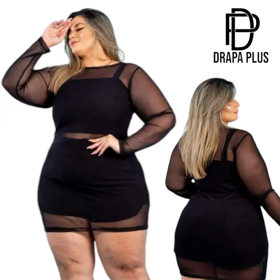 DRAPA PLUS - CONJUNTO COM VESTIDO TULE PLUS SIZE
