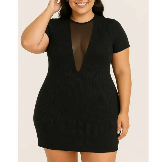DRAPA PLUS - VESTIDO ANITA DECOTE TULE PLUS SIZE