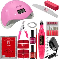 Kit Manicure Extensão de Unha Gel UV Acrigel Lixa Lixadeira Elétrica Cabine Estufa Sun 5 48w 24 LEDs