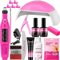Kit Polygel Completo Cabine Mini G 48W LED UV Unhas Poligel Lixadeira Elétrica Caneta Manicure