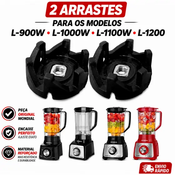2 Arraste Copo Liquidificador Mondial L-99 L-850 L-900 L-1000 L-1200