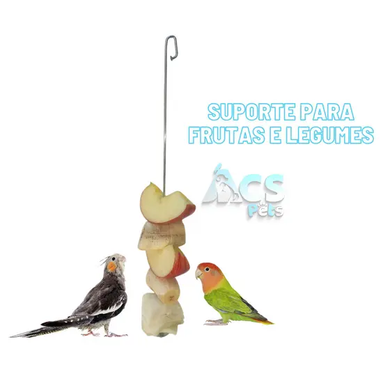 Suporte Para Frutas e Legumes Para Calopsita, Agapornis, Periquito, Maritaca e Papagaio