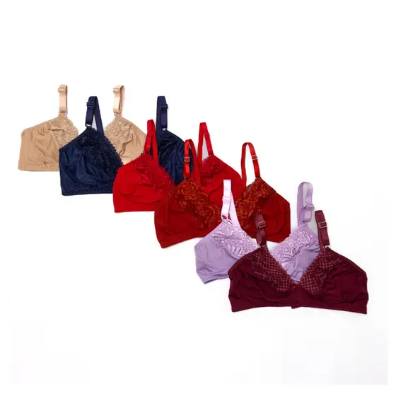 Kit 5 Sutiã Sem Bojo Plus Size Reforçado Com Renda Microfibra
