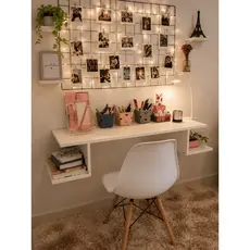 Mesa Escrivaninha Suspensa Branca Notebook Estudos Trabalho Quarto Home Office