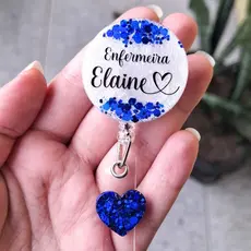 Porta Crachá retrátil personalizado em resina nome profissão