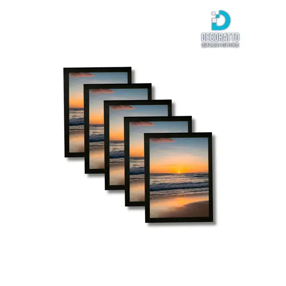 Kit 5 Porta Retrato 15x21 A5 Com Acetato Moldura Preta ou Branco Para Decoração e Fotos