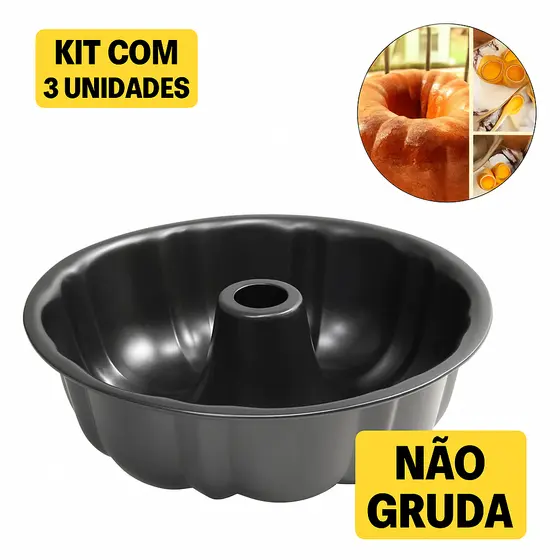 Forma Furo Central No Meio Redonda Teflon Antiaderente Nao Gruda Para Bolo Torta Pudim