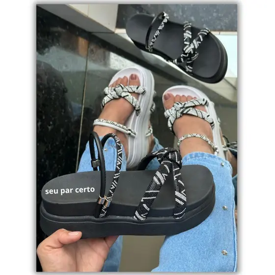 sandália papete plataforma alta birken feminina 070 salto brilho ultra calçados femininos