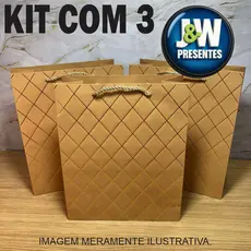 Sacola kit com 3 unidades - Bolsas Para Presente LUXO 32x26x10cm