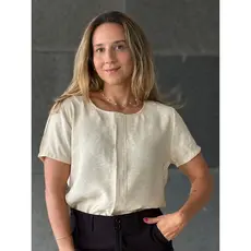 Blusa Feminina Decote Redondo Básica Lisa Estilo Office Manga Curta Sem Transparência Viscose