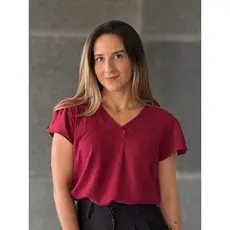 Blusa Feminina Manga Curta Gola V Básica Lisa Monodrap Diversas Cores Elegante