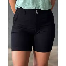 Short Feminino Básico Bolsos Laterais com Forro Elástico na Cintura Estilo Bermuda