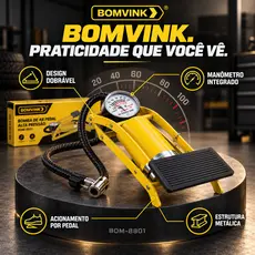 Bomba De Ar Pedal Alta Pressão Com Manômetro Para Pneu Bike Moto Carro Bola