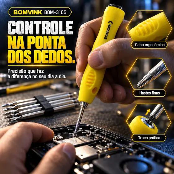 Kit Jogo Chaves Precisão Torx T5 Ao T15 Philips Manutenção Celular Notebook Relógio
