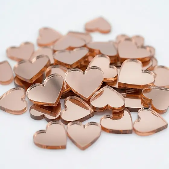 Kit Mini Corações Acrílico Espelhado 1cm Decoração Aplique