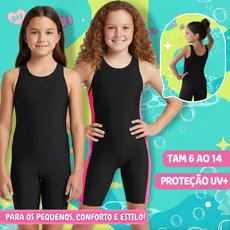 Maio Infantil Feminino Macaquinho para Hidroginástica Natação Praia Tam 6 ao 14
