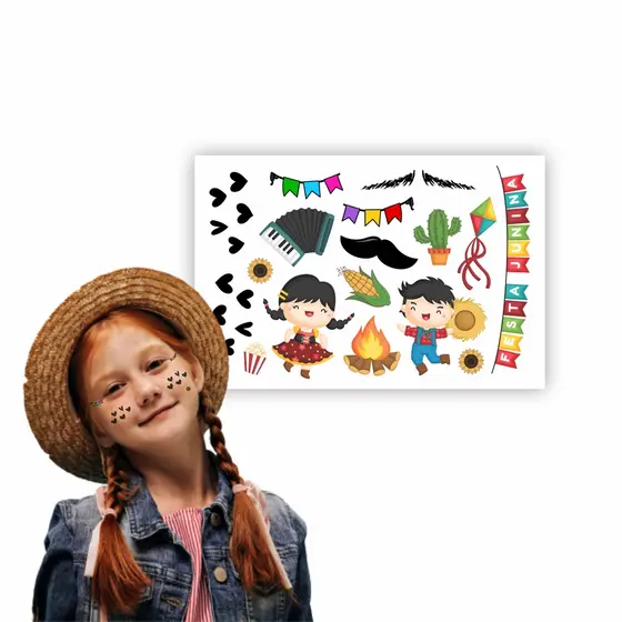 Tatuagem Temporária Infantil Festa Junina | Fantasia