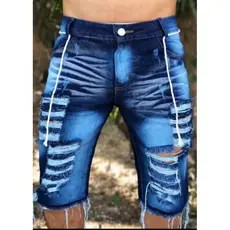 Bermuda Jeans Masculina rasgada Slim Premium C/ Lycra com lycra