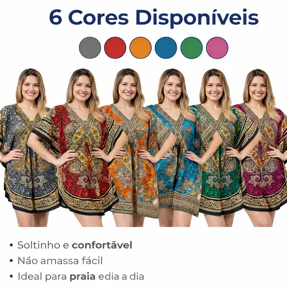 Kaftan Curta Indiano Lindas Estampas Moda Hippie Bata Boho Artesanal