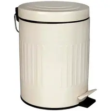 Lixeira Retrô Bege e Preta 5L Inox Cozinha Banheiro Escritório