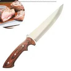 Faca Tatica Churrasco Full Tang Cabo Artesanal Madeira Empunhadura Dupla Com Bainha