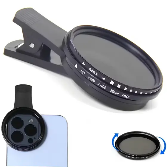 Filtro CPL Polarizador 52mm para Celular com Clip e Case de Proteção HD para Todos os Celulares