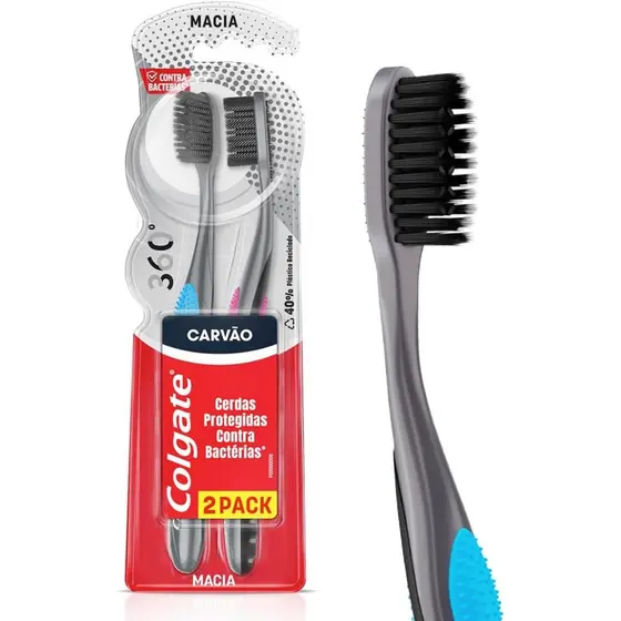 Escova Dental Colgate 360º Carvão Macia