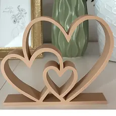 Trio de Corações Decorativos Minimalista - Enfeite de Mesa Luxo - Escolha o Tamanho (12cm ou 15cm)