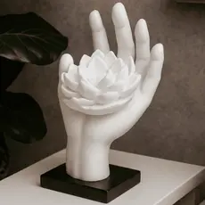 🧘 Enfeite Mão Flor de Lótus Estátua Decorativa Zen Yoga Buda Decoração Minimalista Mesa Sala Escritório Quarto Presente