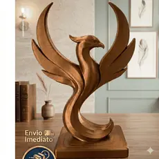 Estátua Fênix Renascimento Decorativa Moderna Grande Enfeite de Luxo Casa Escritório