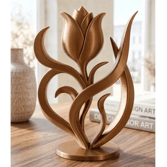Flor Tulipa Articulada Abstrata Decoração Moderna Premium 3D - Escolha Suas Cores