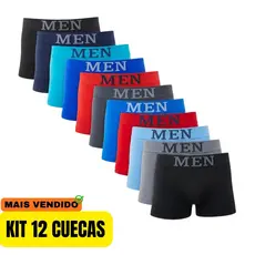 12/10/8/3 Cuecas Boxer Adulto Premium Men Masculina Microfibra Leve e Elástico 4, 8, 10 Ou 12