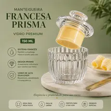 Manteigueira Francesa Premium De  Vidro Prisma Mesa Posta