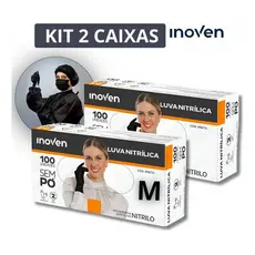 Kit 2 Caixas Luvas Nitrilica S/pó Preta Descartável Inoven Preto
