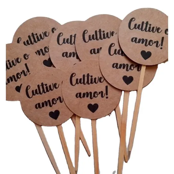 100 TAGS Em Kraft — Personalizado tag para lembrancinhas docinhos topo de bolo