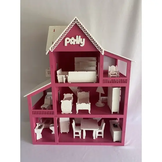 Casinha de Boneca Polly + 15 Mini Móveis Pintado