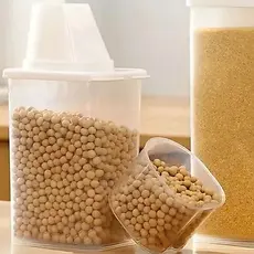 KIT 2 Potes Herméticos Dois Tamanhos 870ML Com Medidor Armazenamento De Alimentos