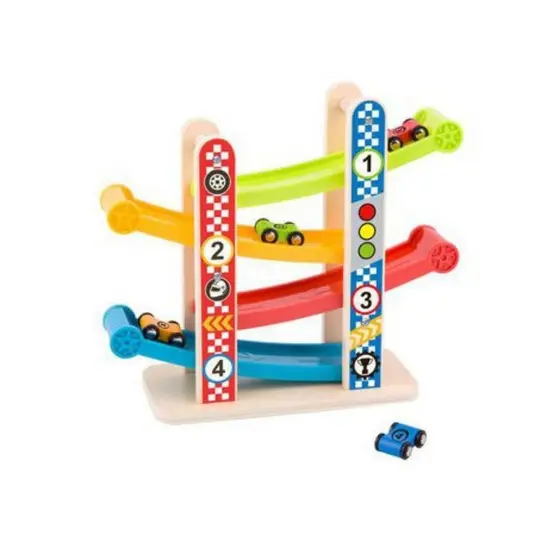 Brinquedo Montessori De Madeira  Torre Média De Carros