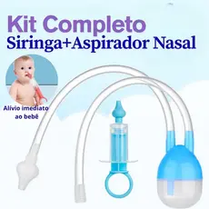 Kit 1 Aspirador Nasal  Sucção1 Seringa Silicone  Lavagem Limpeza Infantil Bebê Higiene do Nariz
