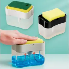 Porta Detergente com Dispenser 600ml + Bucha para Pia de Cozinha – Cores Sortidas