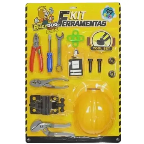 Brinquedo Infantil Kit De Ferramenta Capacete Crachá Alicate